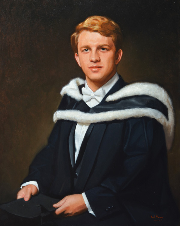 Oil painting of an Oxford Graduate by Hazel Morgan